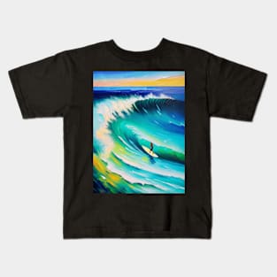 Surfer riding a Wave Kids T-Shirt